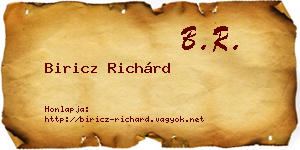 Biricz Richárd névjegykártya